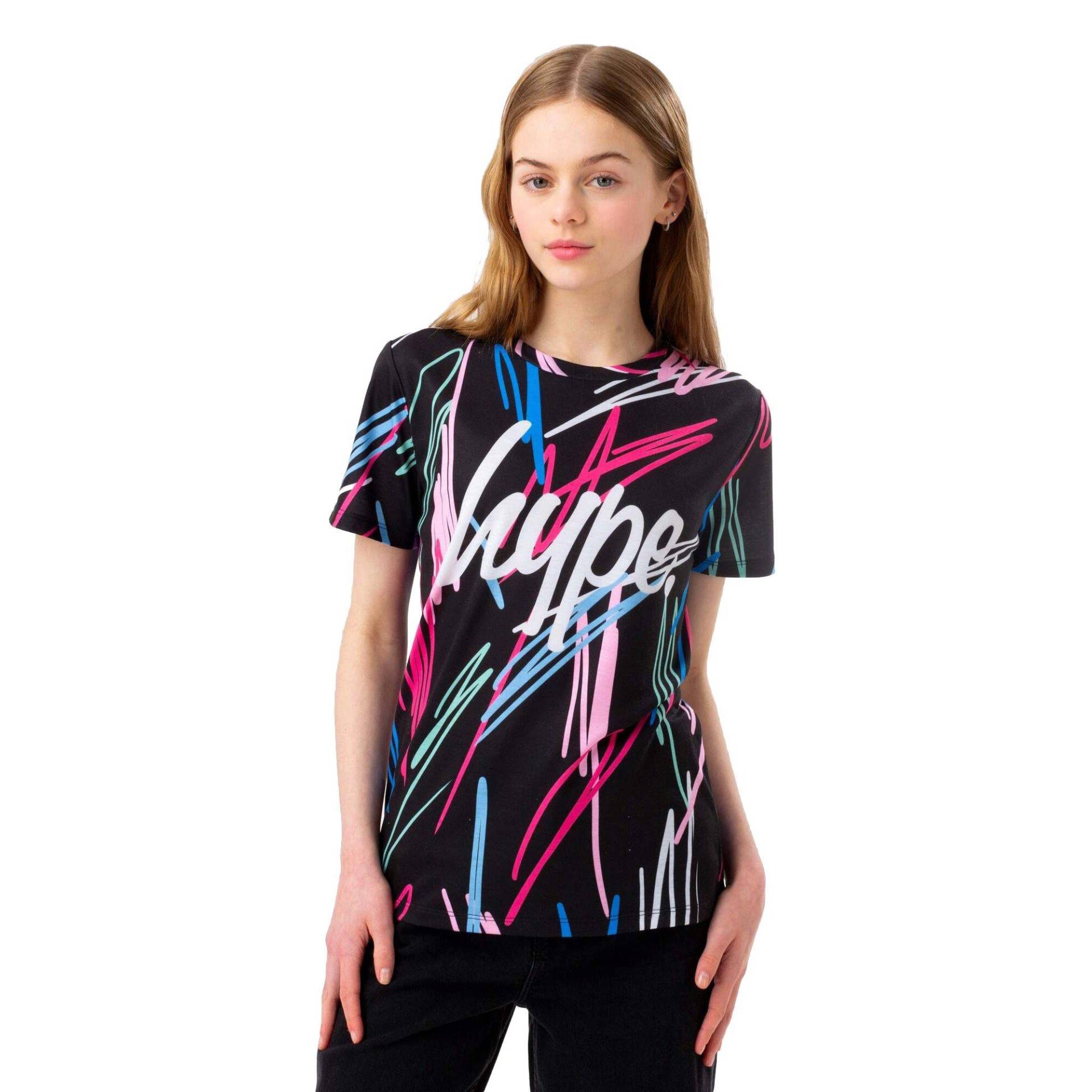 Scribble Tshirt Mädchen Schwarz 104 von hype