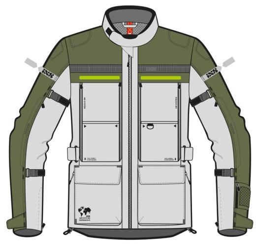 iXS Tour Jacke Montevideo-Air 3.0 - brightgrey-olive (Grösse: 5XL) von iXS