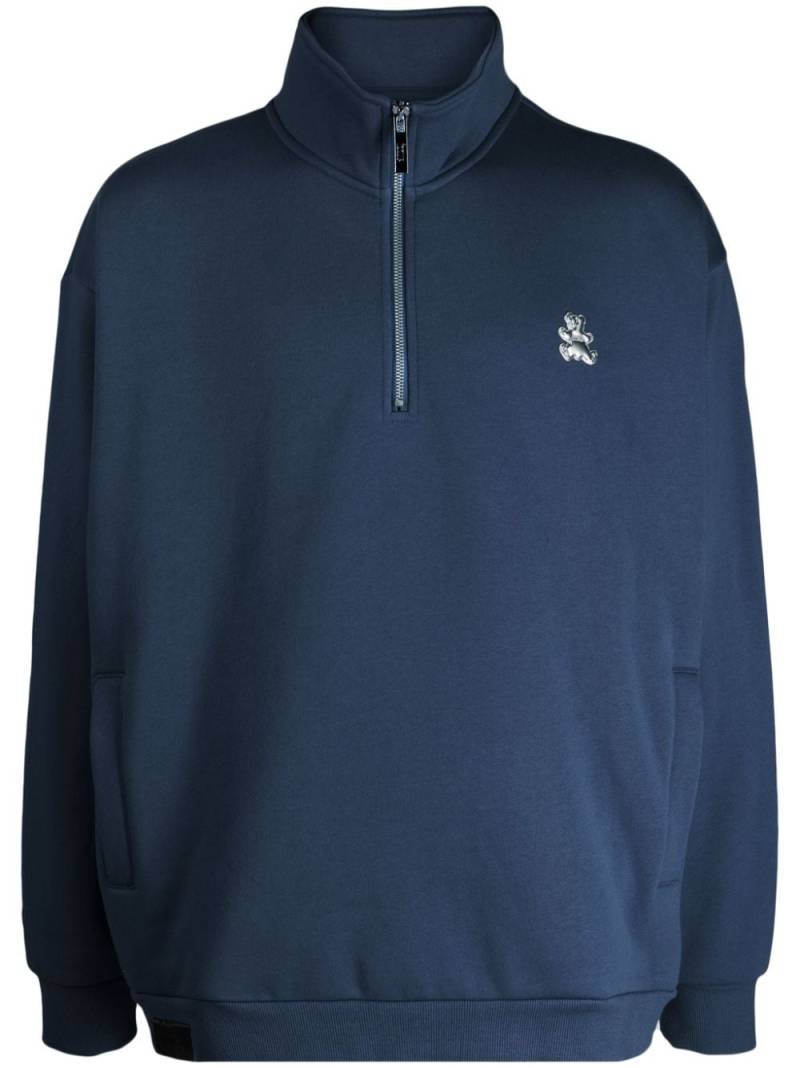 izzue appliqué-detail half-zip sweatshirt - Blue von izzue