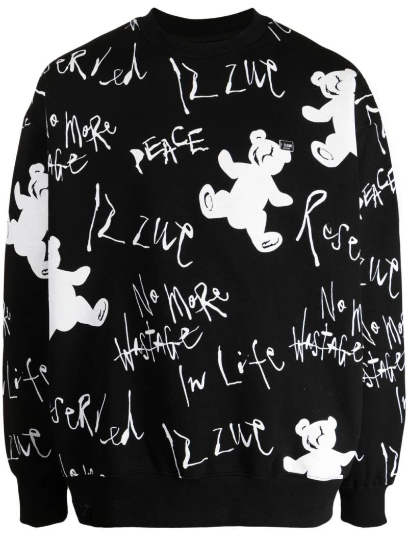 izzue bear-motif logo-print sweatshirt - Black von izzue