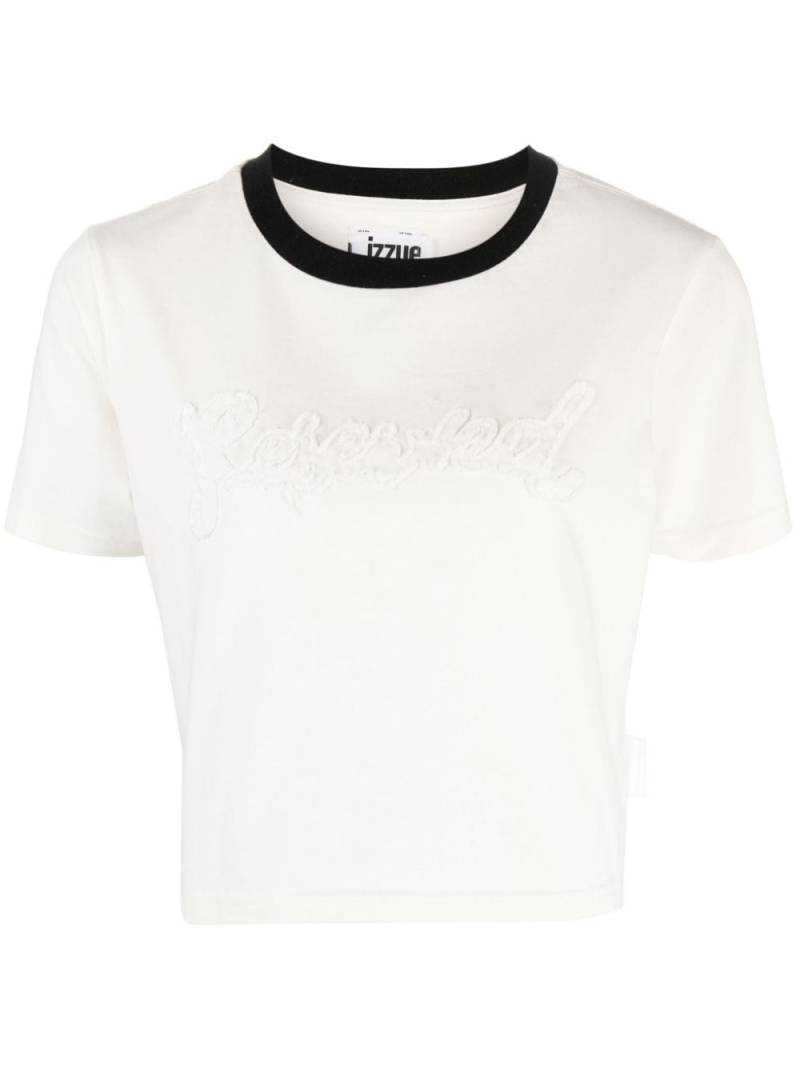 izzue contrasting-collar cotton crop top - White von izzue