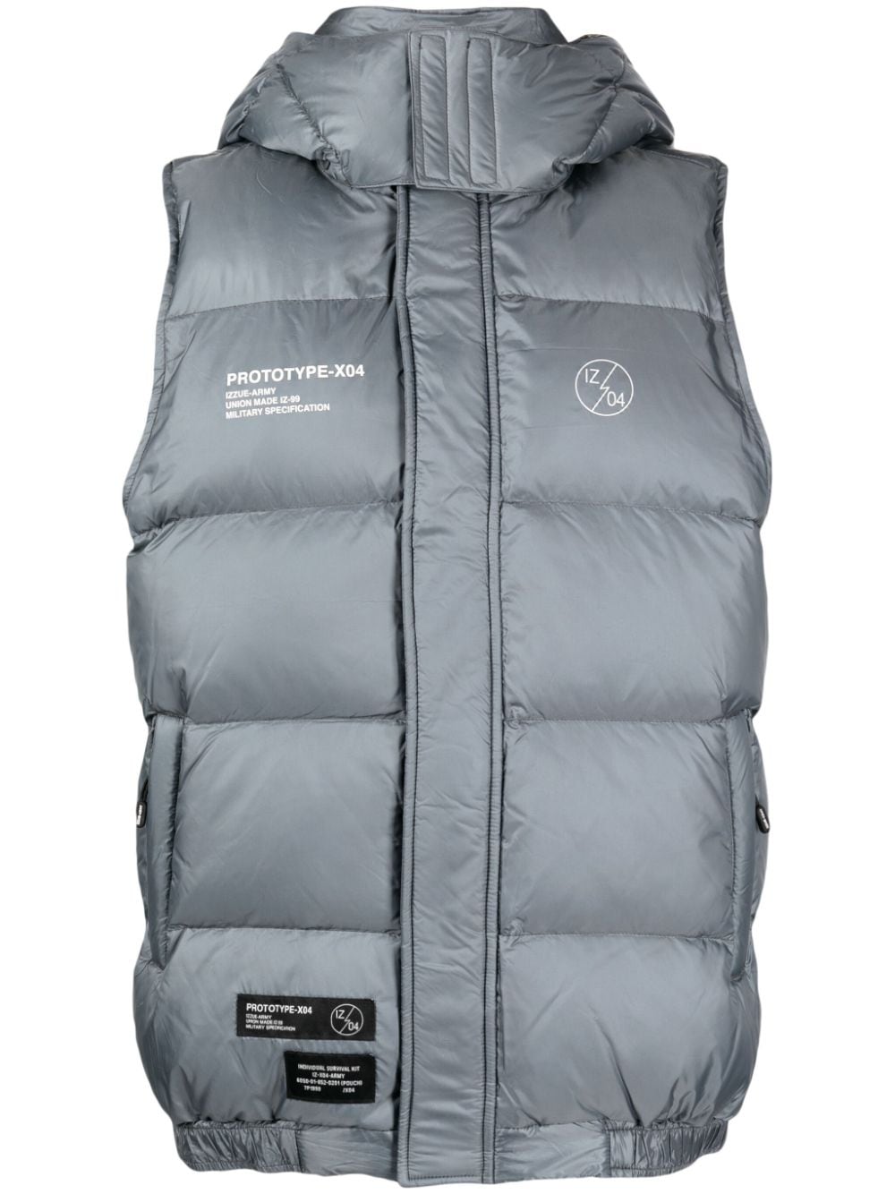 izzue detachable-hood quilted down gilet - Grey von izzue