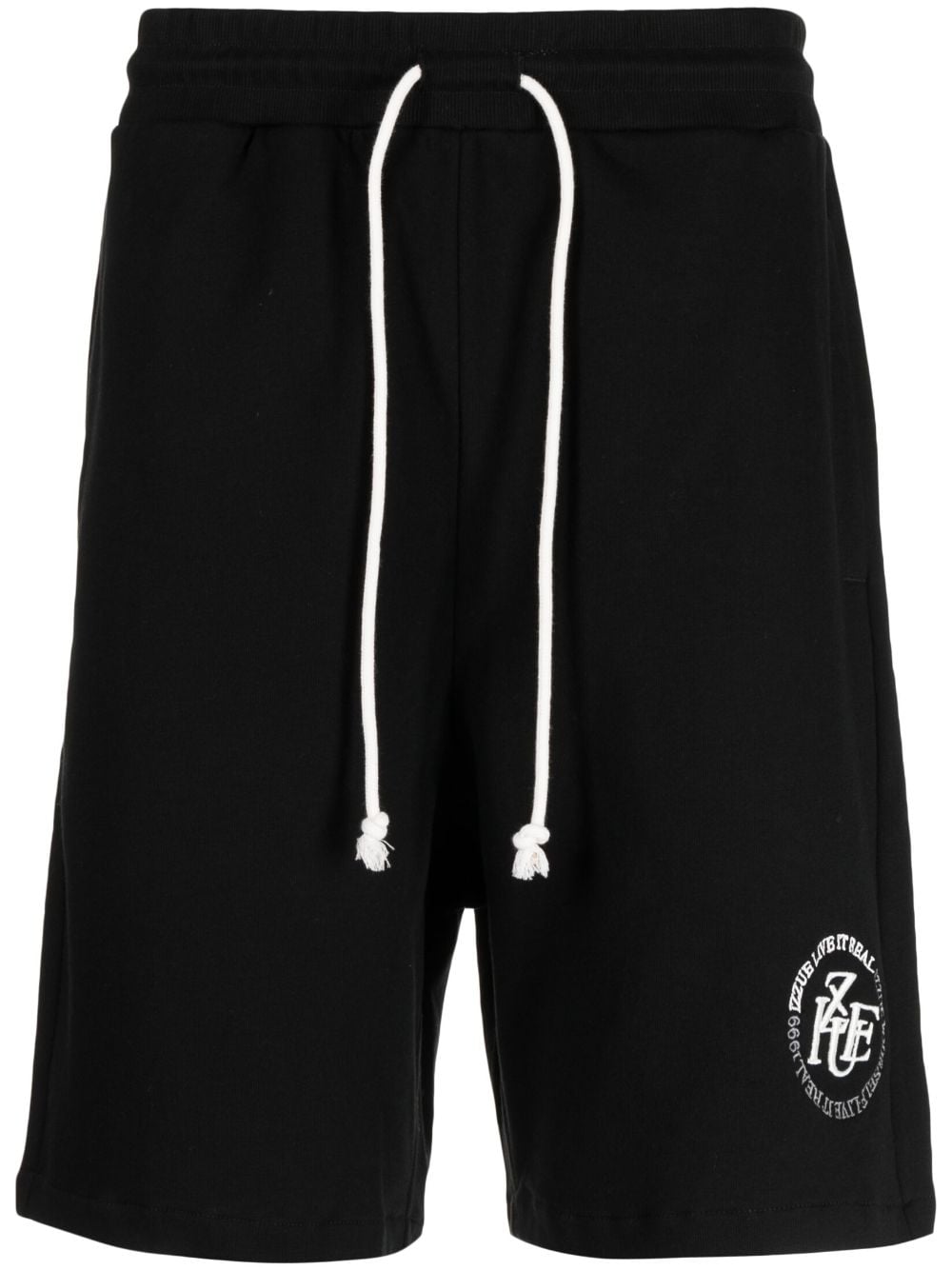 izzue embroidered-logo cotton track shorts - Black von izzue