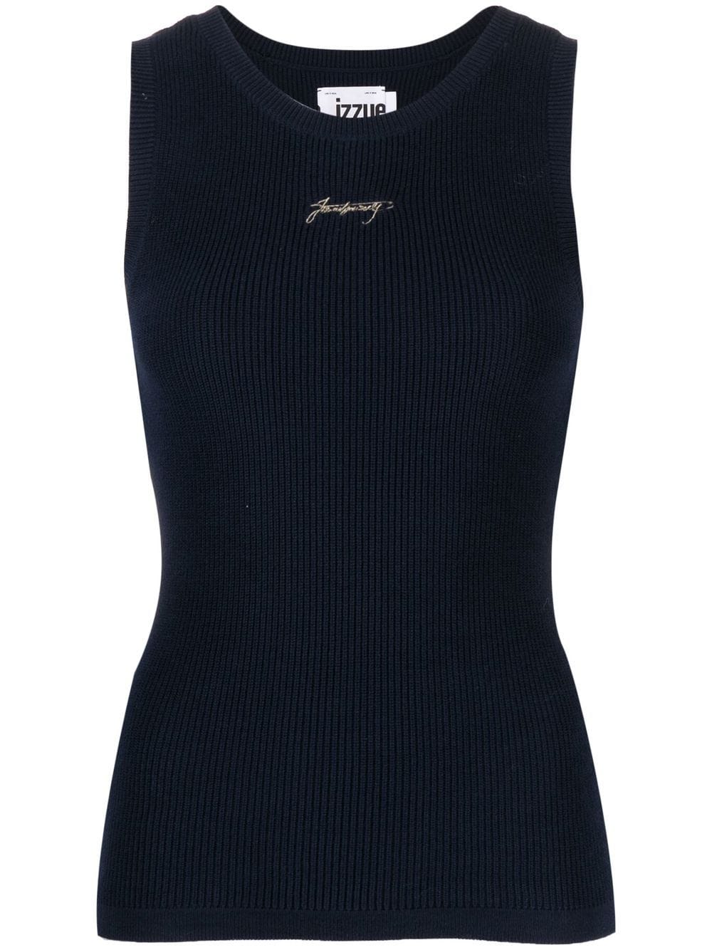 izzue embroidered-logo ribbed-knit top - Blue von izzue