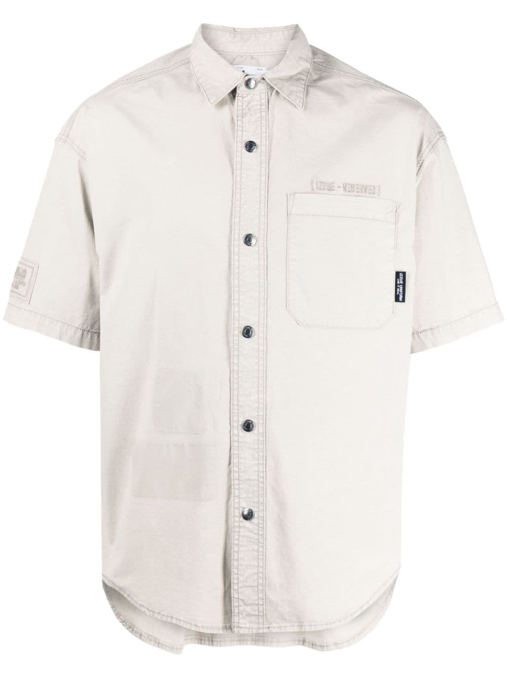 izzue embroidered-logo stretch-cotton shirt - Neutrals von izzue