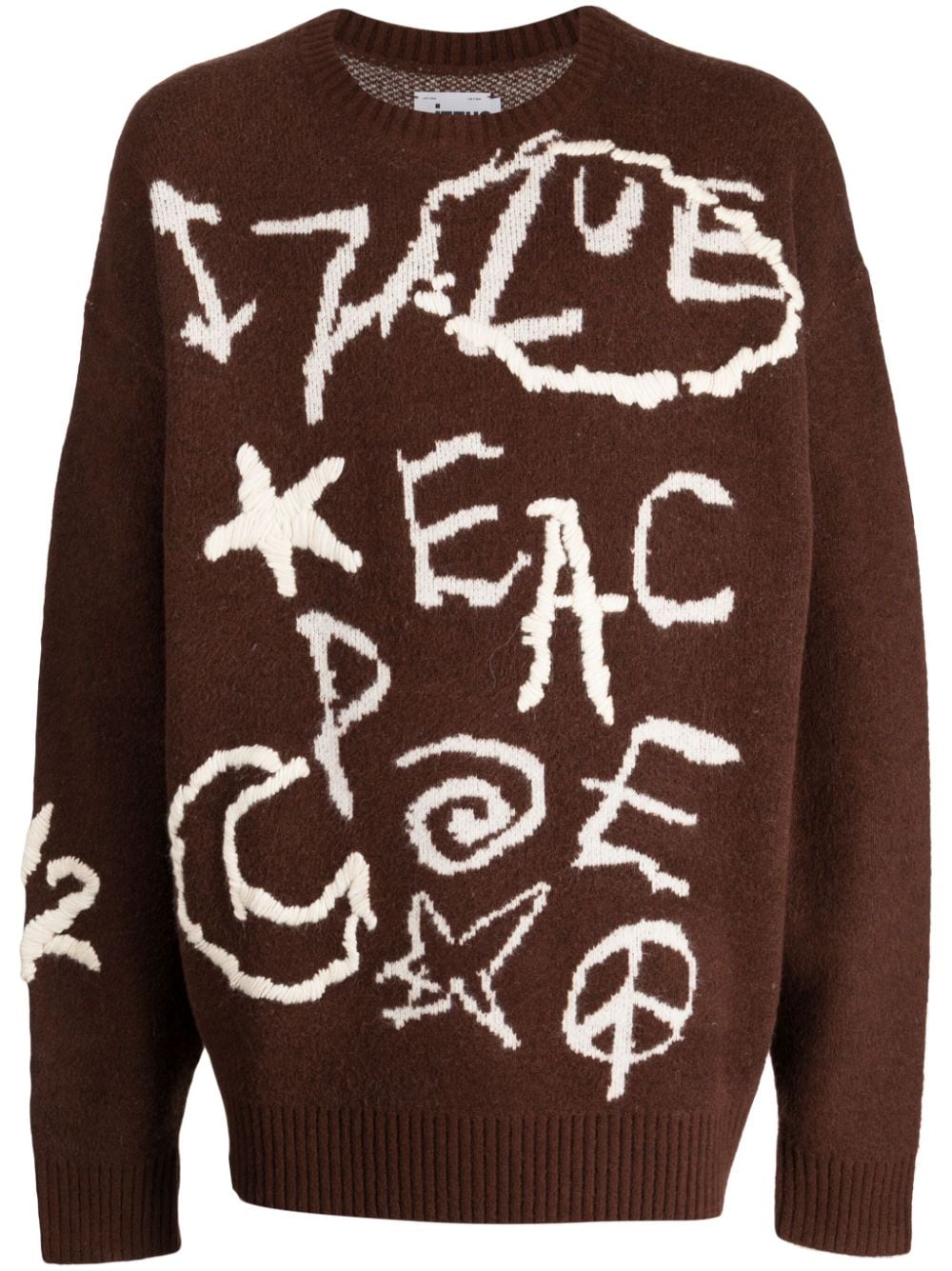 izzue embroidered-motif logo-jacquard jumper - Brown von izzue