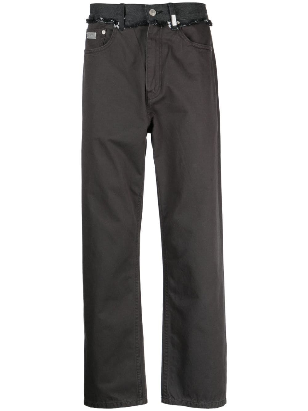 izzue frayed low-rise straight-leg trousers - Grey von izzue