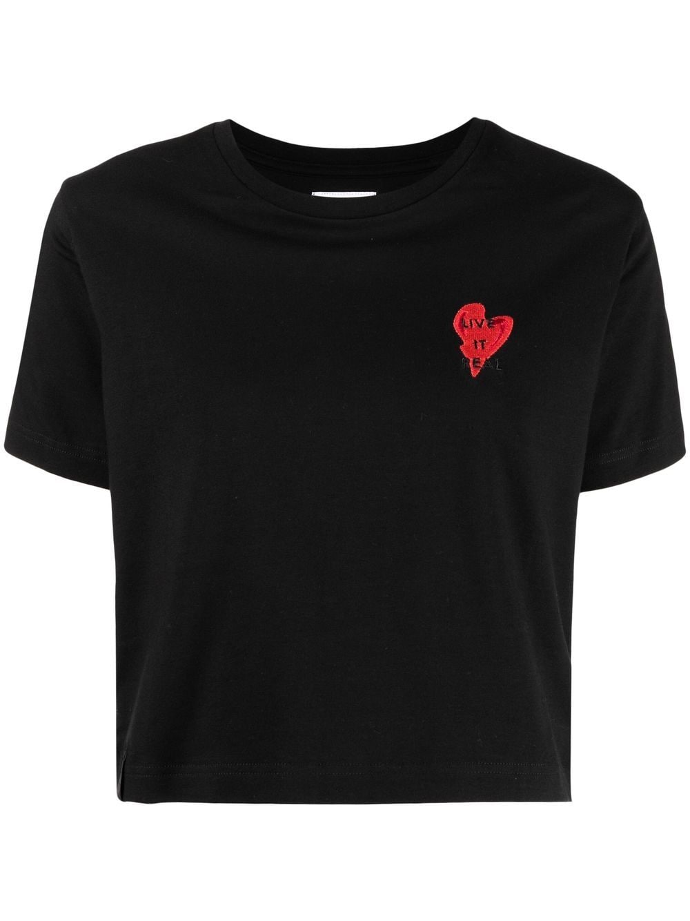 izzue heart-embroidery cropped T-shirt - Black von izzue