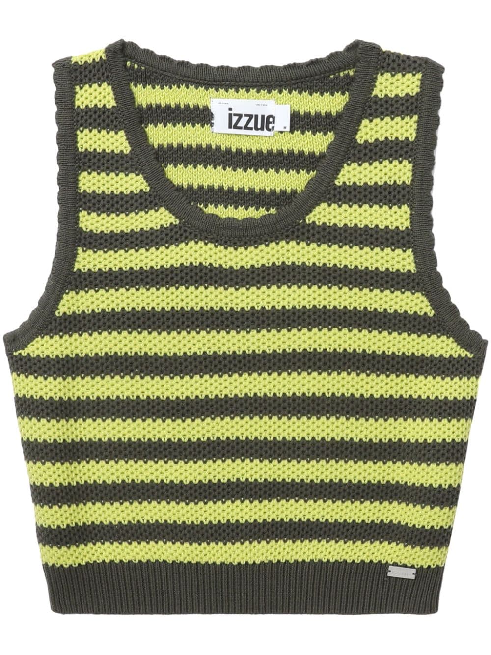 izzue knitted striped cotton top - Green von izzue