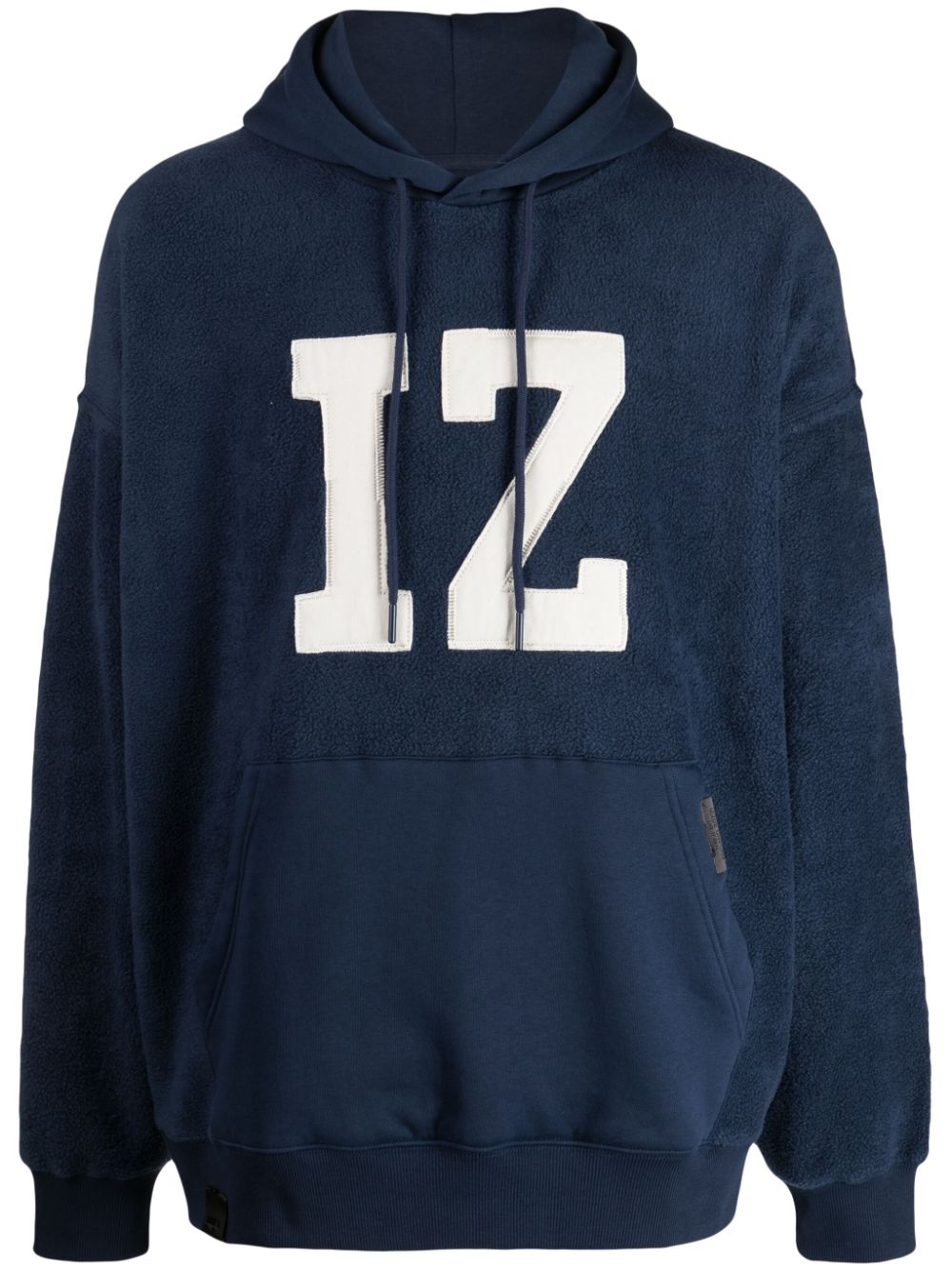 izzue logo-appliqué fleece-texture hoodie - Blue von izzue