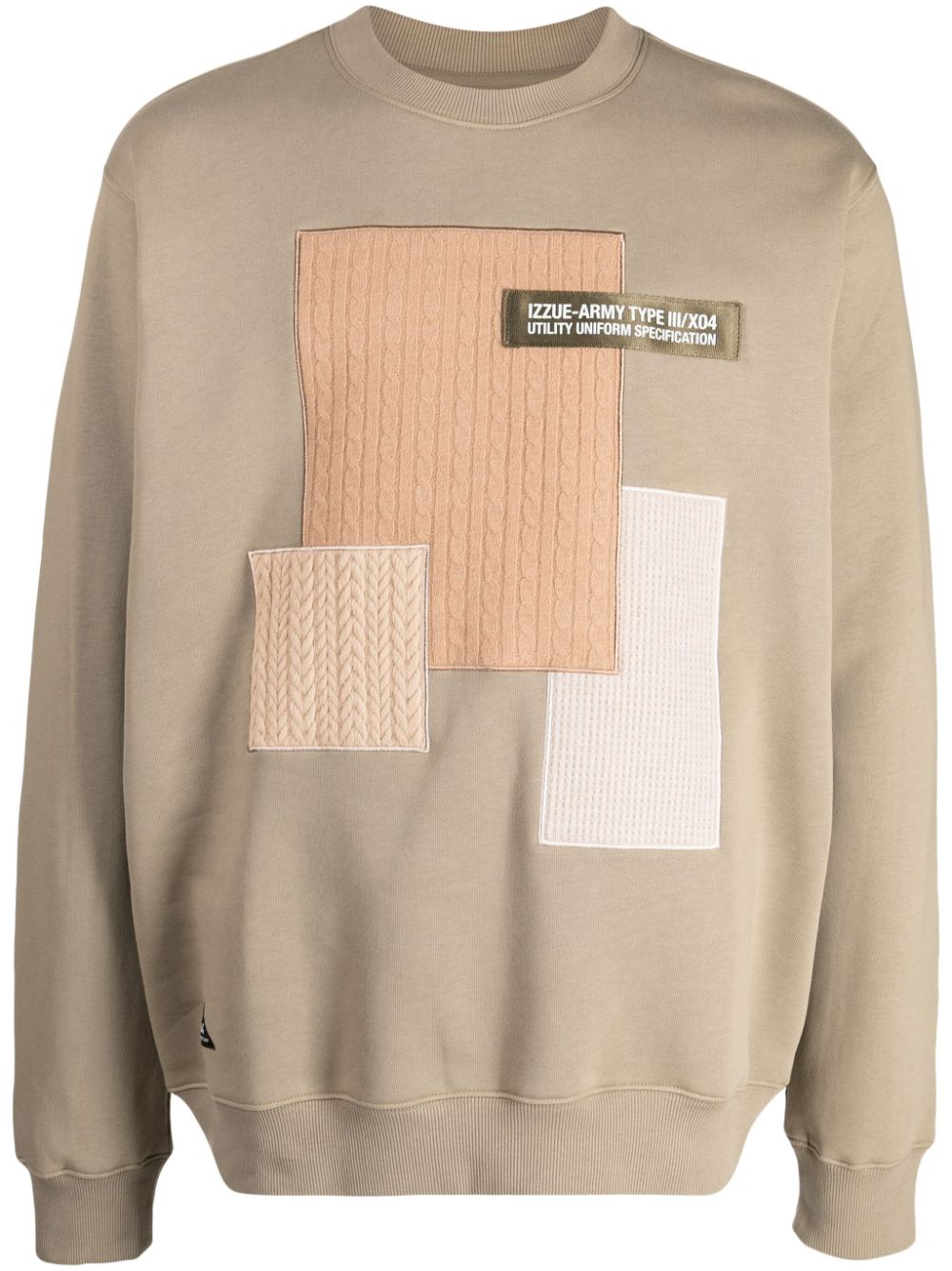 izzue logo-appliqué panelled sweatshirt - Brown von izzue