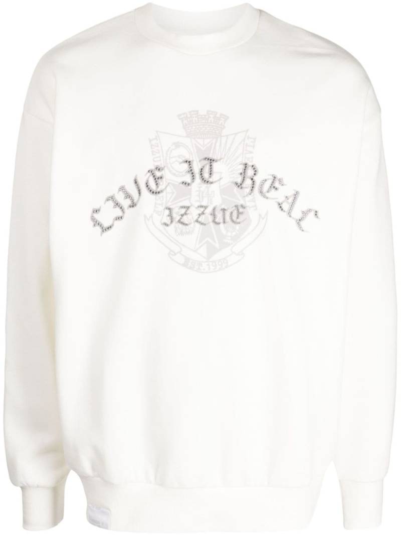 izzue logo-embellished crew-neck jumper - White von izzue