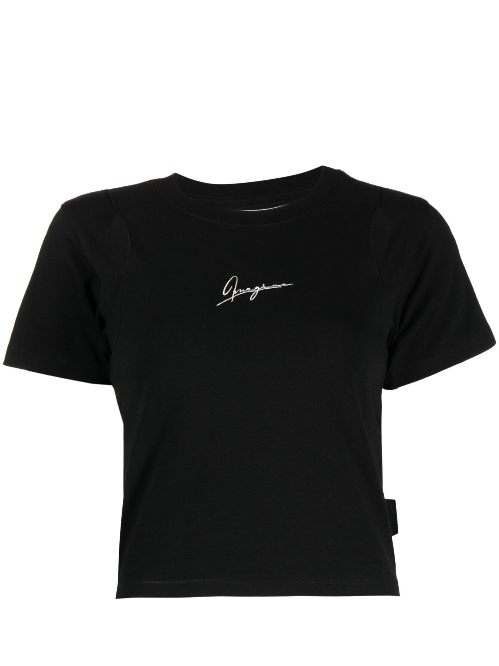 izzue logo-embroidered cut-out T-shirt - Black von izzue