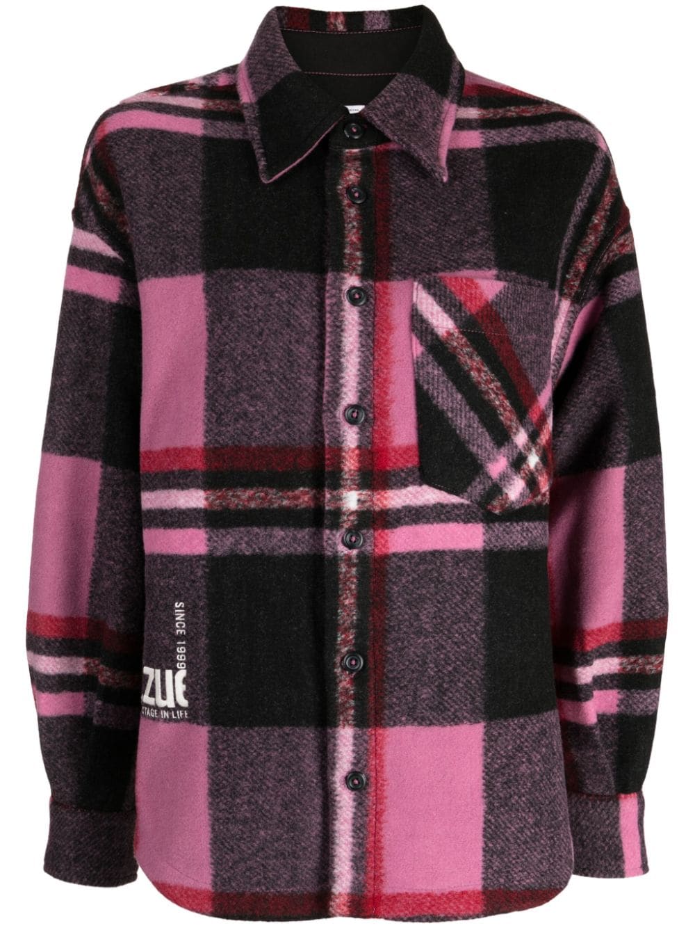 izzue logo-embroidered flannel shirt - Pink von izzue