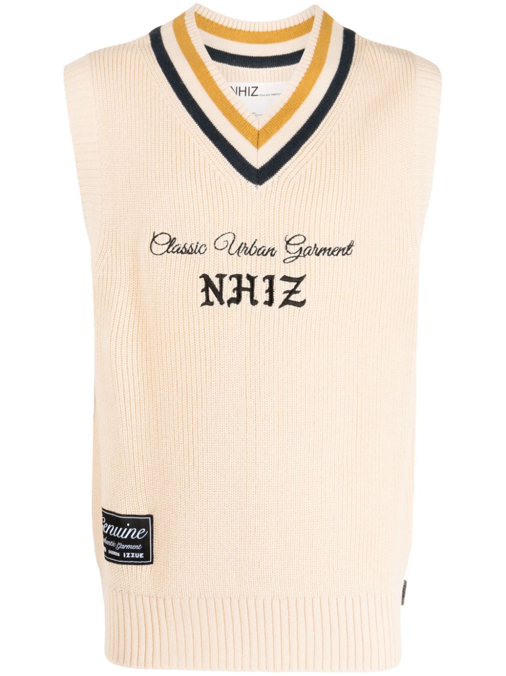 izzue logo-embroidered knitted vest - Neutrals von izzue