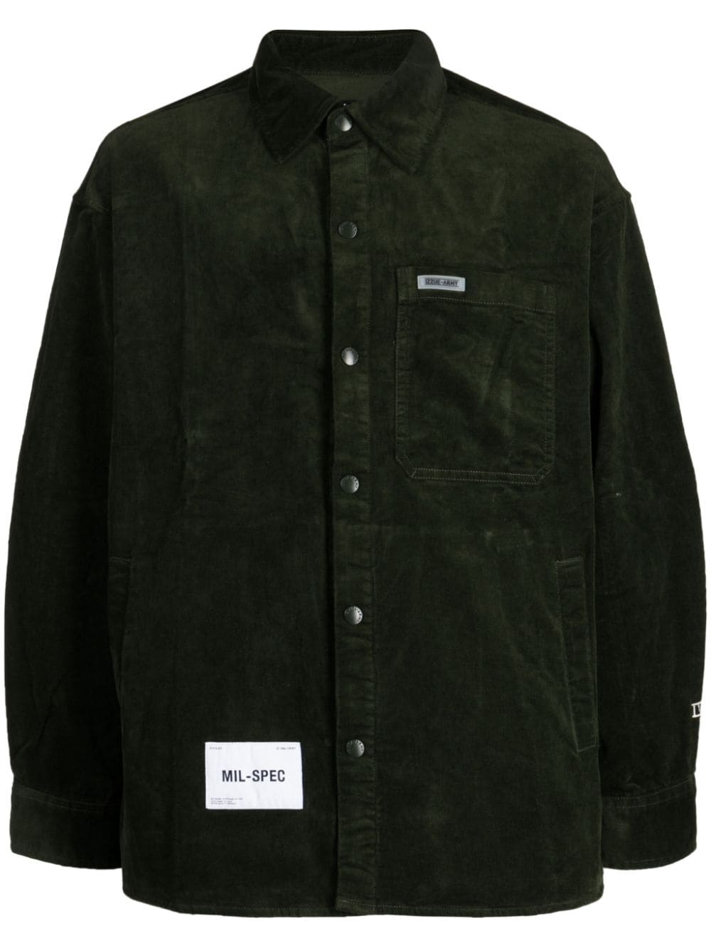 izzue logo-patch button-up shirt - Green von izzue