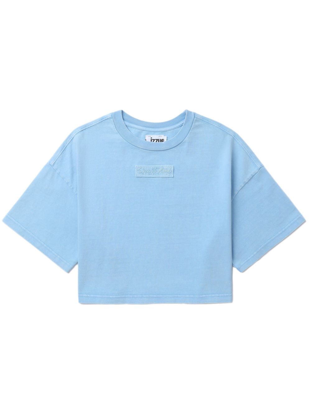 izzue logo-patch cropped T-shirt - Blue von izzue