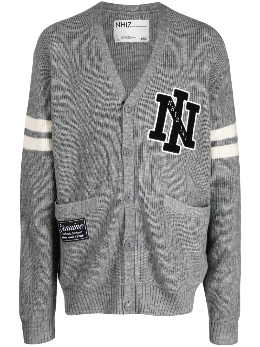 izzue logo-patches V-neck cardigan - Grey von izzue