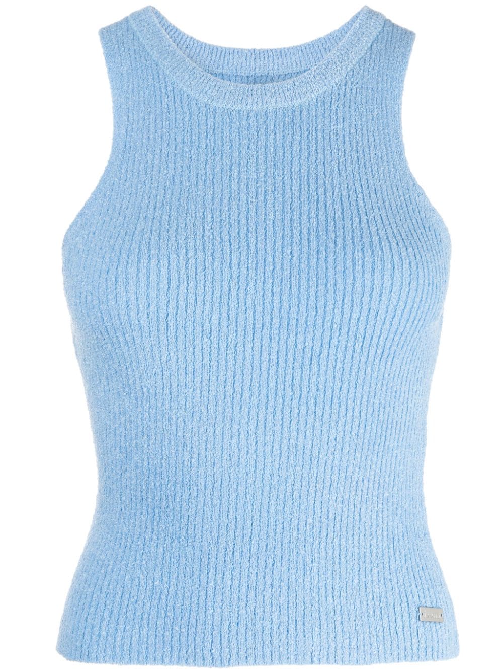 izzue logo-plaque ribbed tank top - Blue von izzue