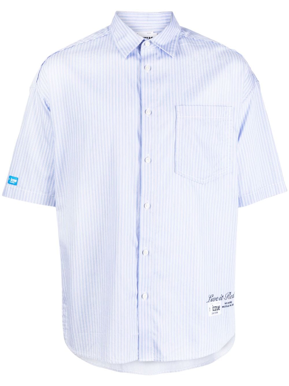 izzue logo-print striped cotton shirt - Blue von izzue