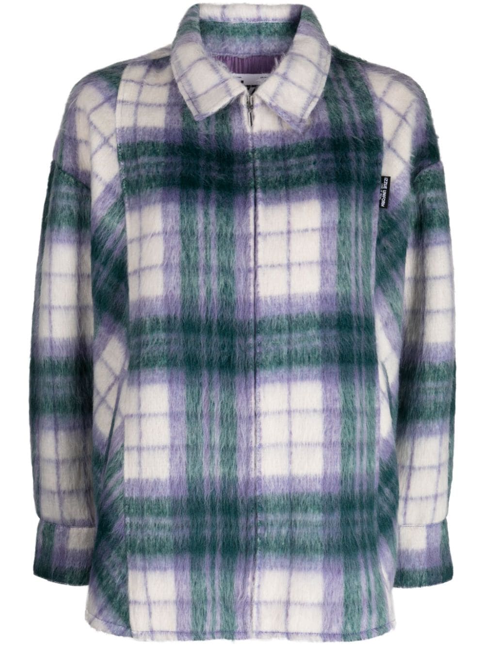 izzue logo-tag plaid-checked shirt jacket - Purple von izzue