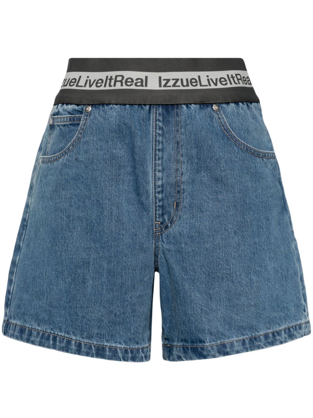 izzue logo-waistband denim shorts - Blue von izzue