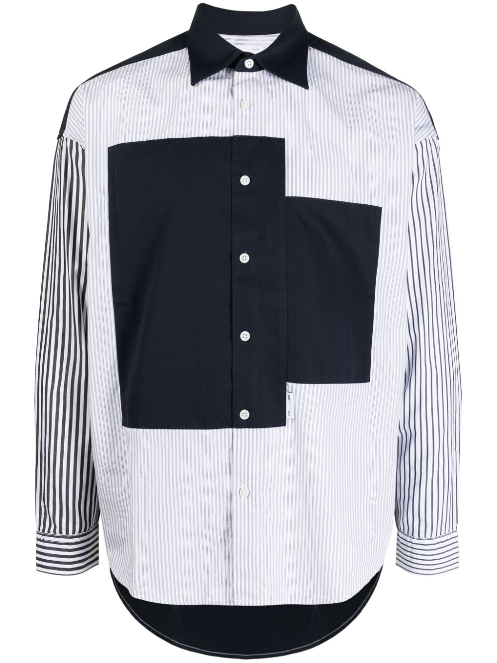 izzue long-sleeve striped patchwork shirt - Blue von izzue