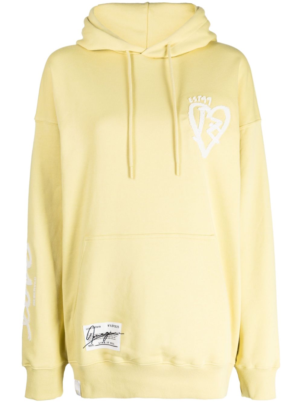 izzue motif-embroidered cotton blend hoodie - Yellow von izzue