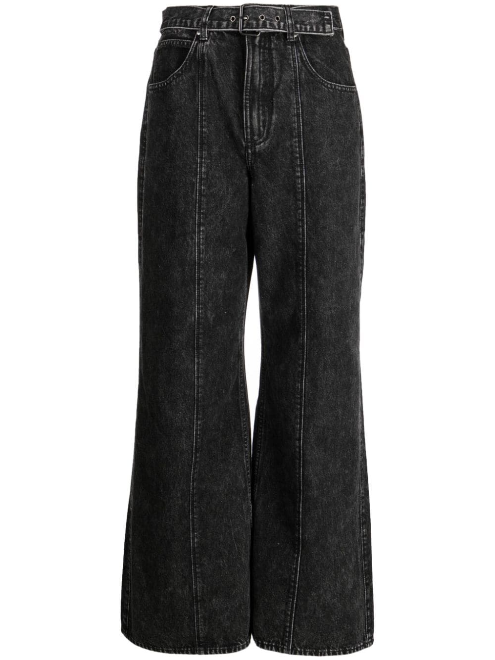 izzue panelled belted wide-leg jeans - Black von izzue