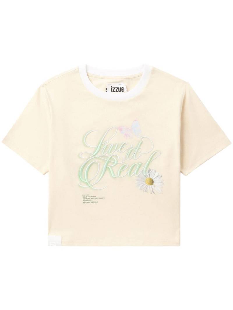 izzue quote-print T-shirt - Neutrals von izzue