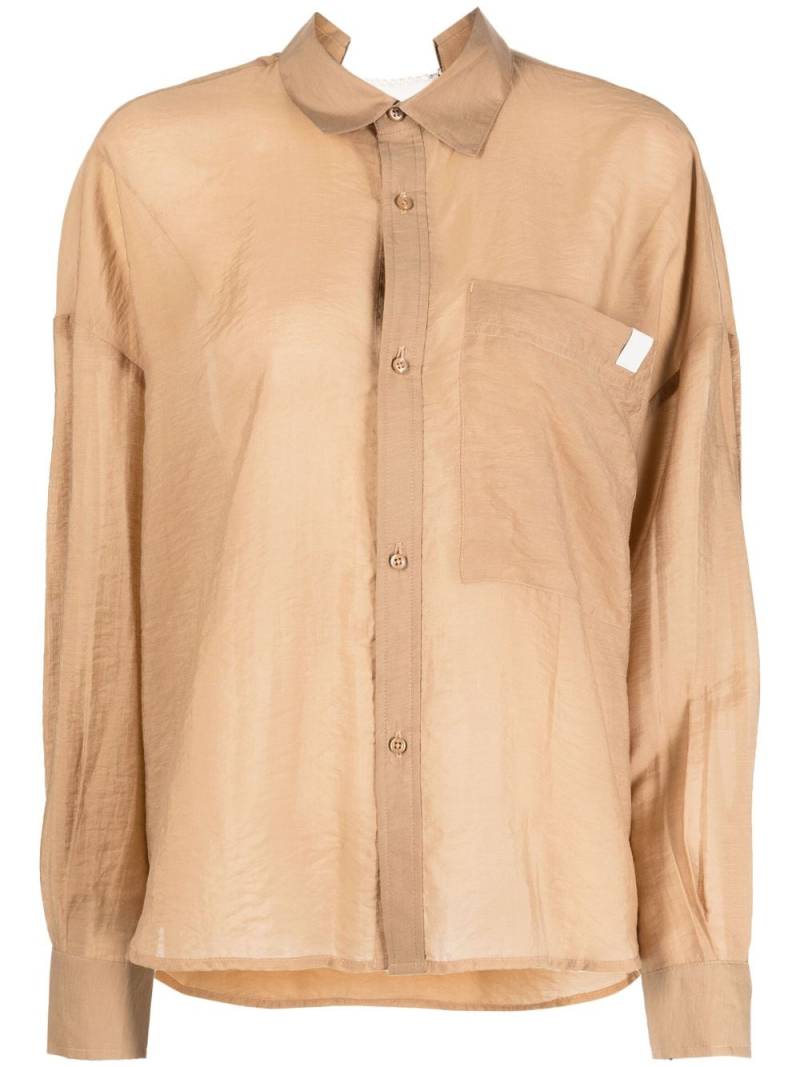 izzue long-sleeve sheer shirt - Neutrals von izzue