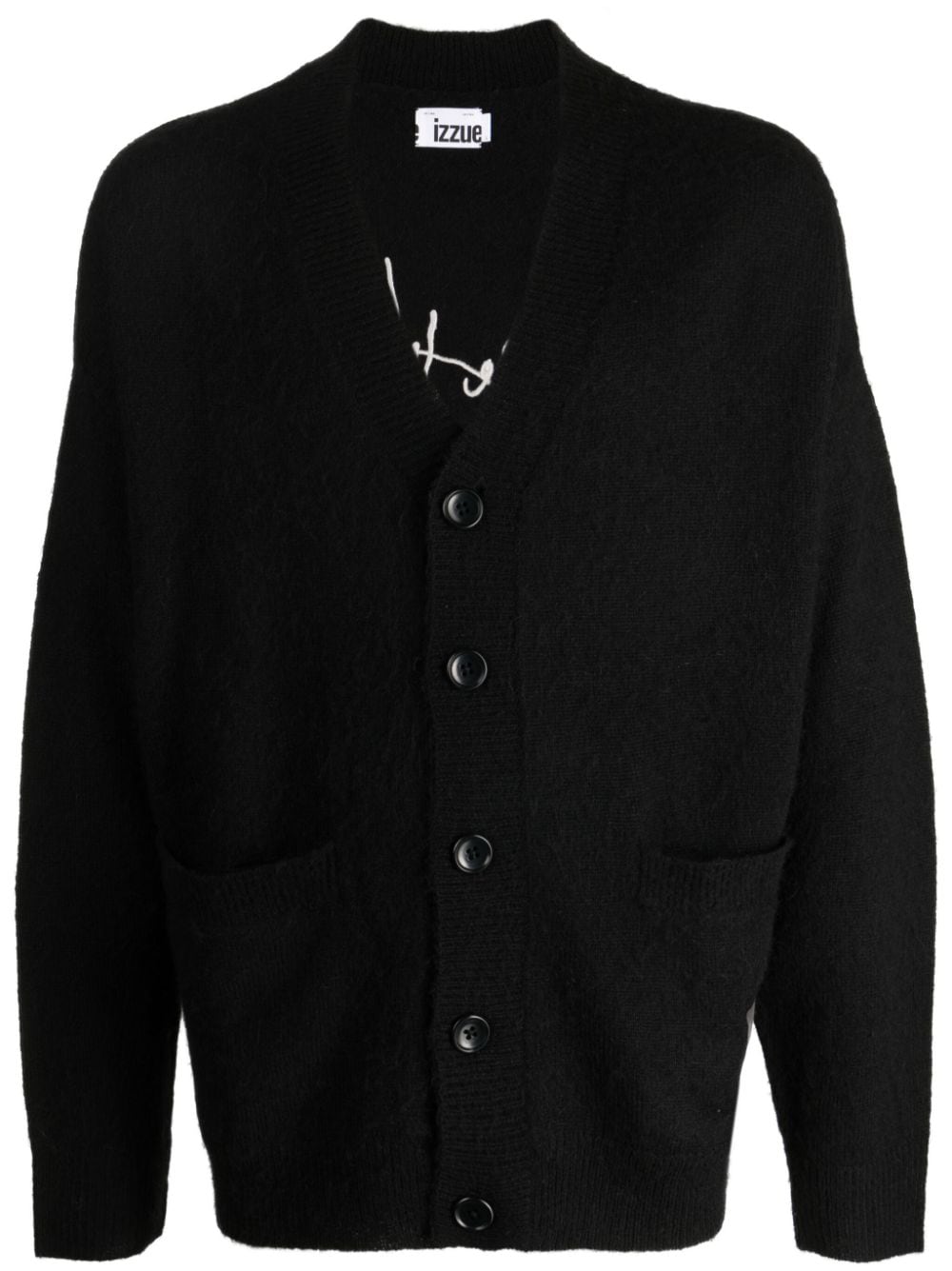 izzue slogan-embroidered button-up cardigan - Black von izzue