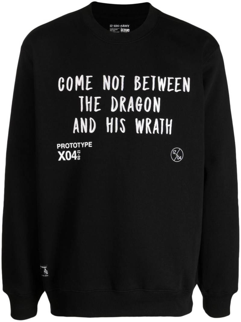 izzue slogan-embroidered crew-neck sweatshirt - Black von izzue