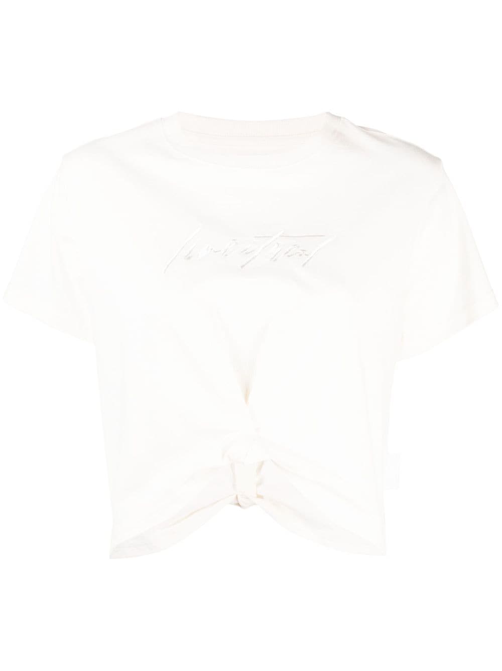 izzue slogan-embroidered cropped T-shirt - White von izzue