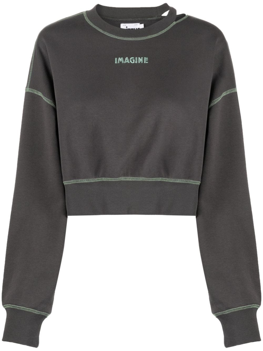 izzue slogan-embroidered cropped sweatshirt - Grey von izzue