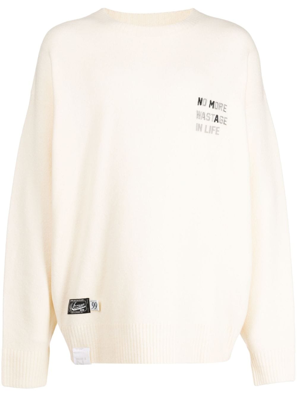 izzue slogan-embroidered knitted sweatshirt - Neutrals von izzue