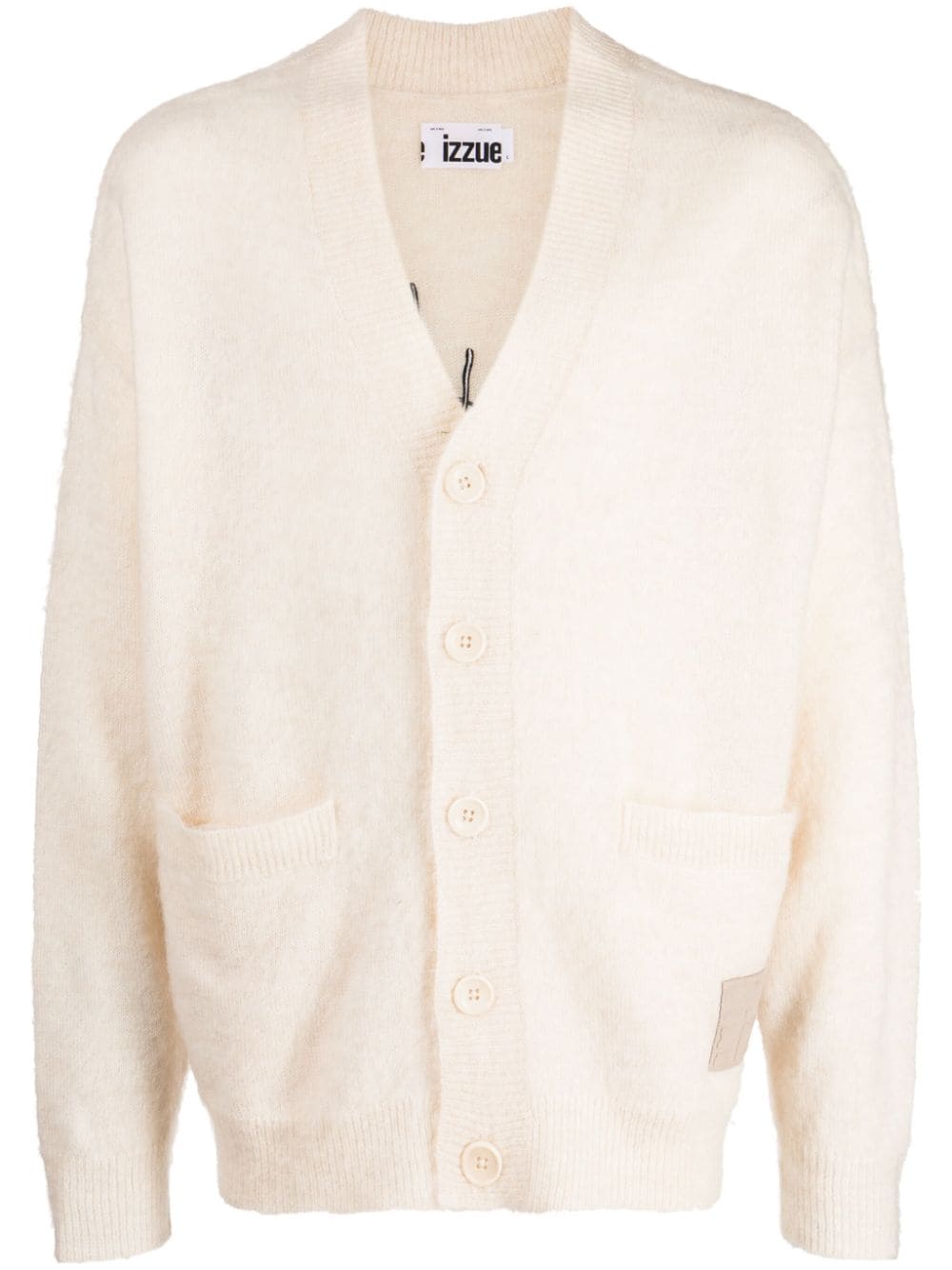 izzue slogan-print fine-knit cardigan - Neutrals von izzue