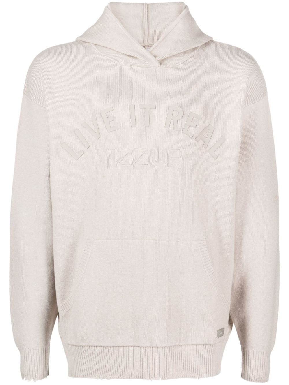 izzue slogan-print fine-ribbed hoodie - Neutrals von izzue