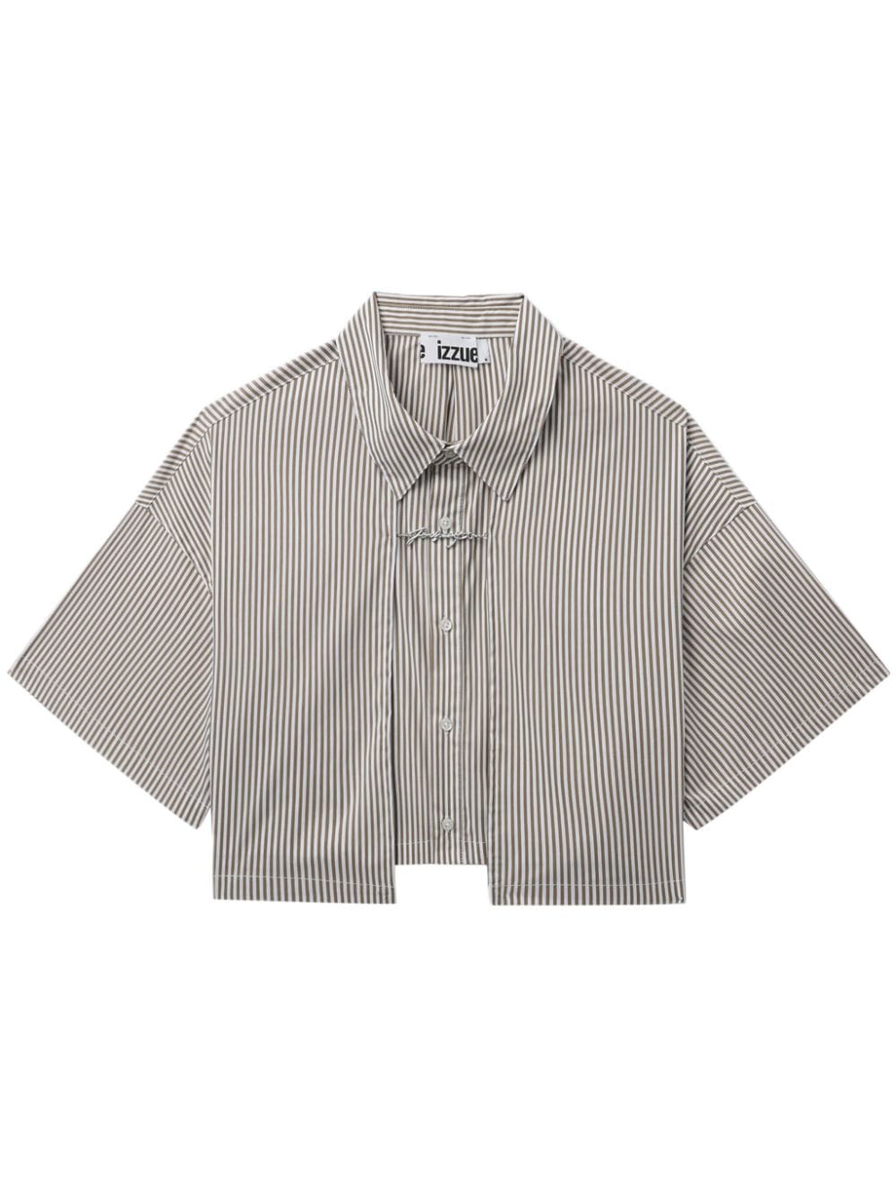 izzue striped cropped shirt - Brown von izzue