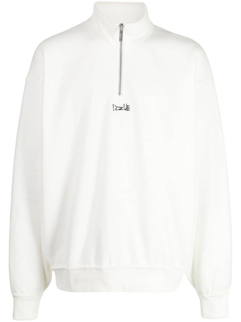 izzue stud-embellished half-zip sweatshirt - White von izzue