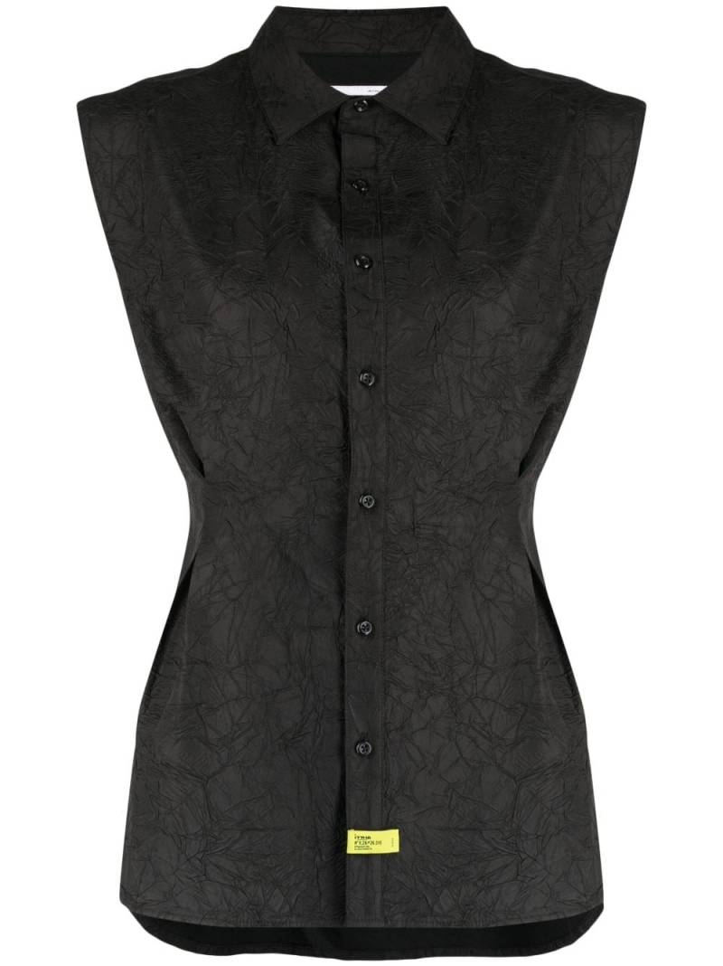 izzue textured button-down sleeveless shirt - Black von izzue
