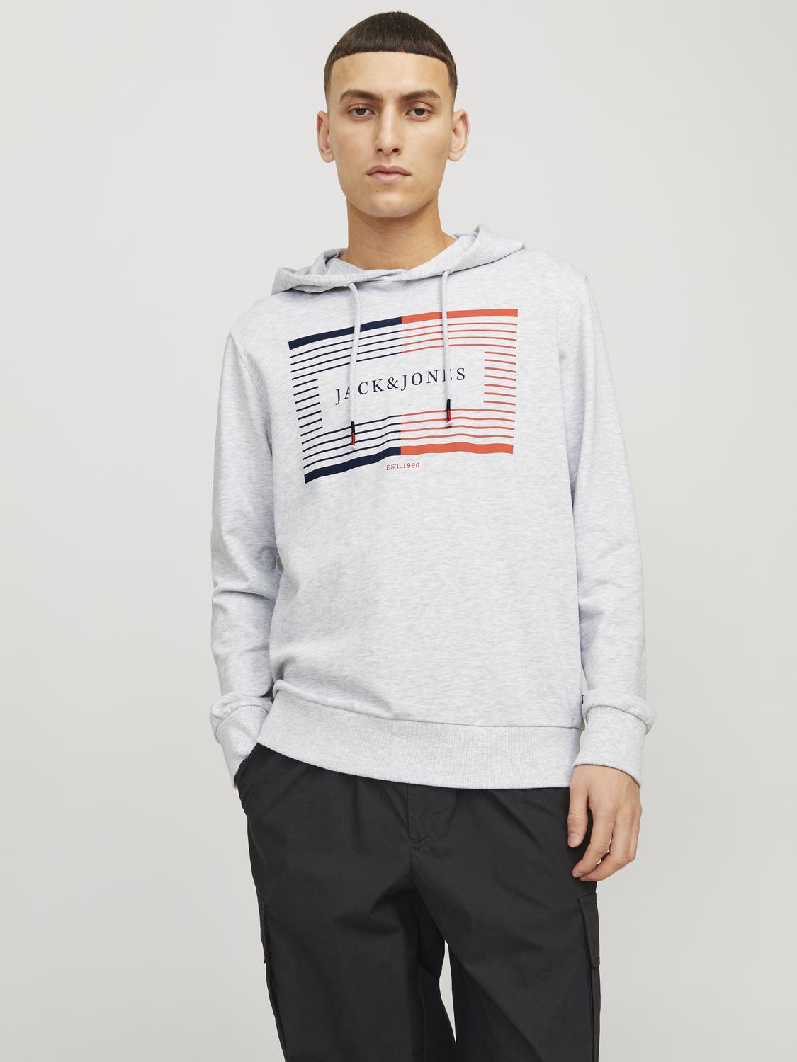 Jack & Jones Hoodie »JJCYRUS SWEAT HOOD: Komfortable Baumwollmischung mit coolem Gummidruck«, (Lässiger Hoodie: Basic Schnitt & peppiger Aufdruck) von jack & jones