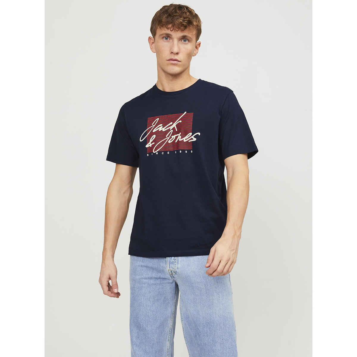 T-Shirt mit rundem Ausschnitt und Logo von jack & jones