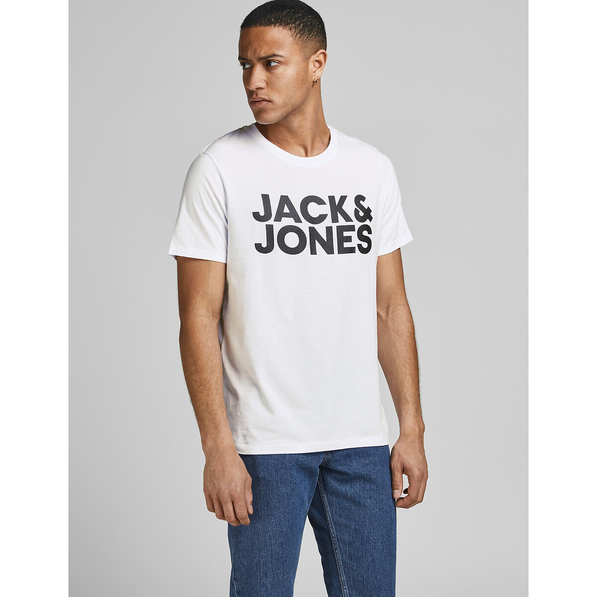 T-Shirt mit rundem Ausschnitt und Print vorne von jack & jones