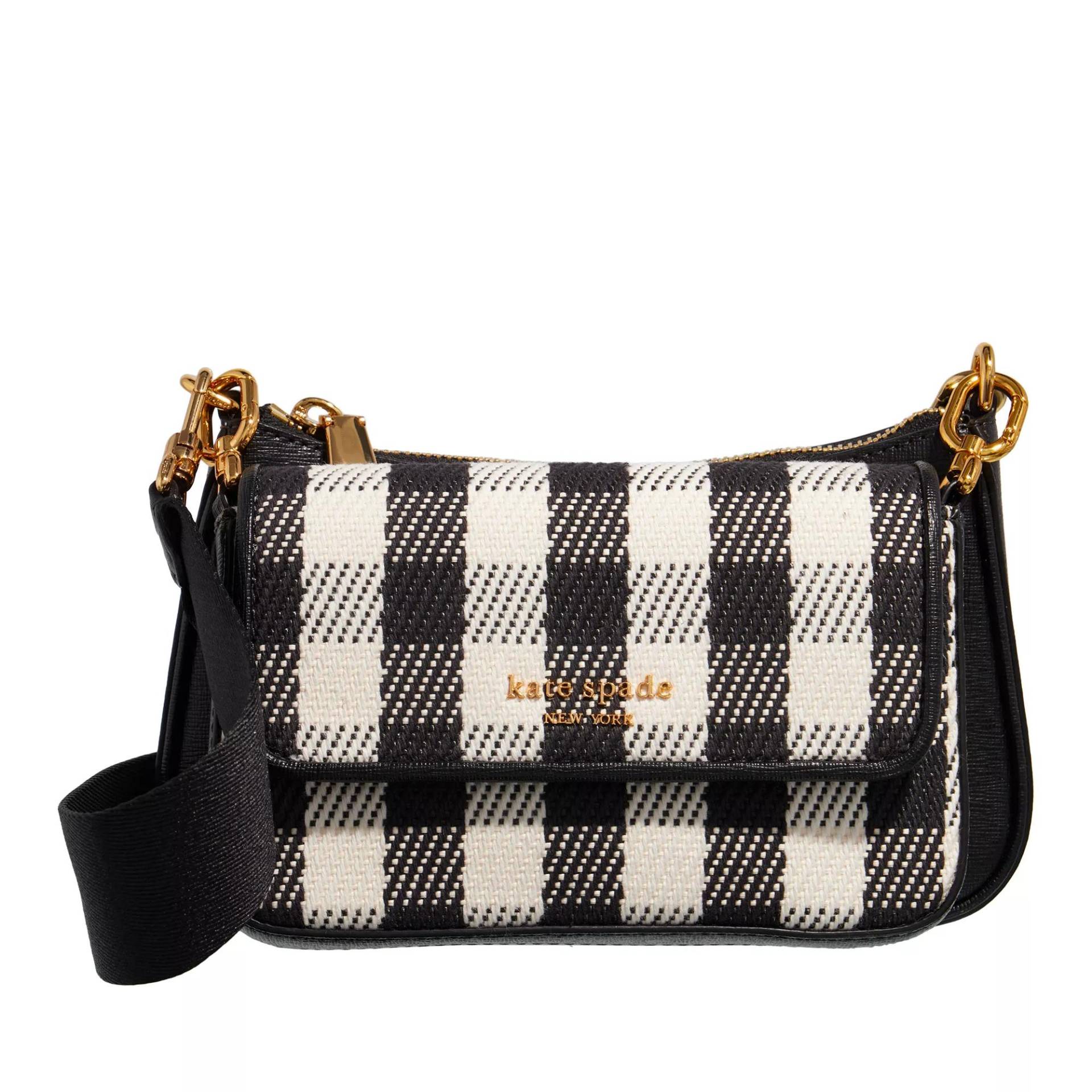 Kate Spade New York Umhängetasche - Double Up Gingham Field Fabric - Gr. unisize - in Schwarz - für Damen von kate spade new york