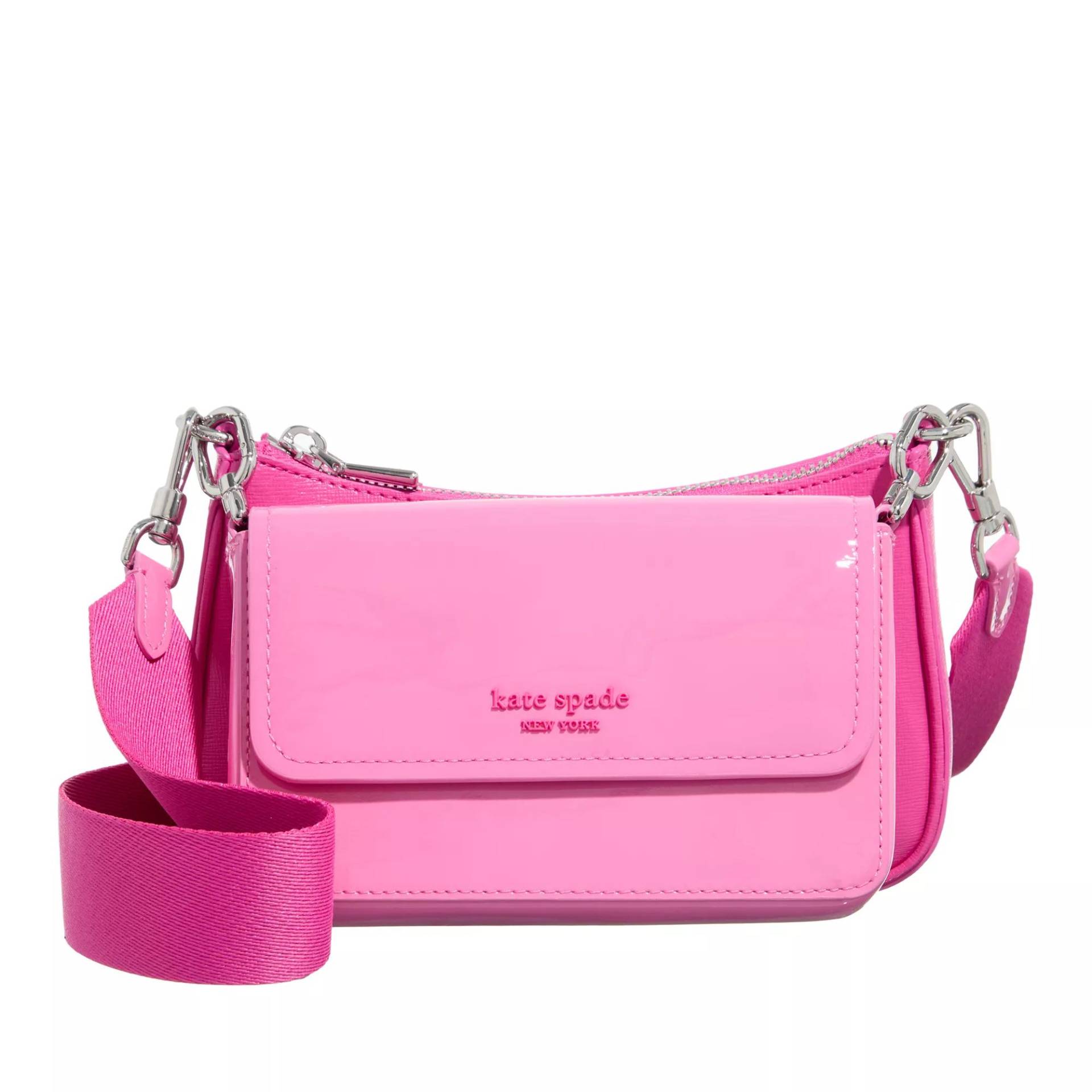 Kate Spade New York Umhängetasche - Double Up Patent Saffiano Leather - Gr. unisize - in Rosa - für Damen von kate spade new york