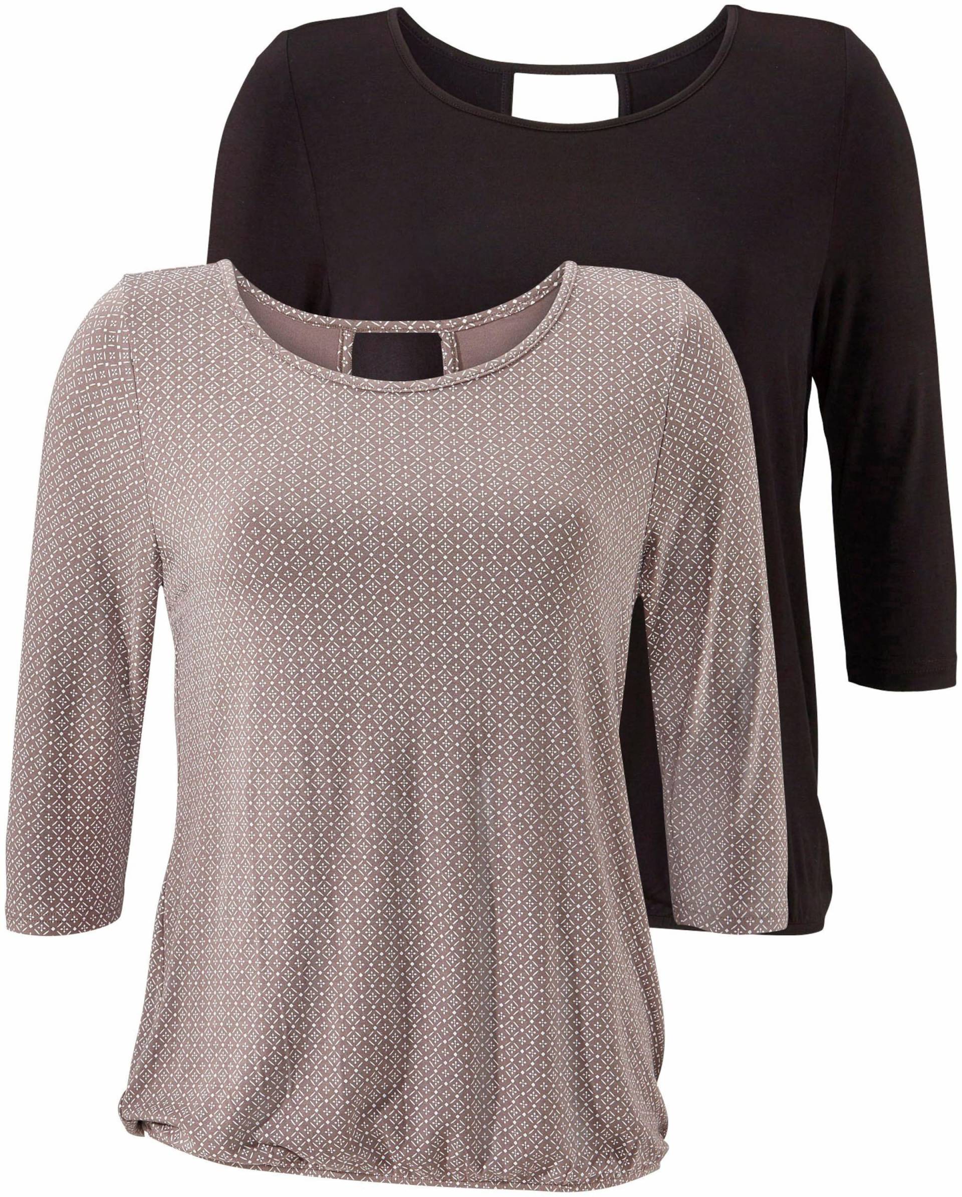 3/4-Arm-Shirt in taupe-gemustert, schwarz von LASCANA