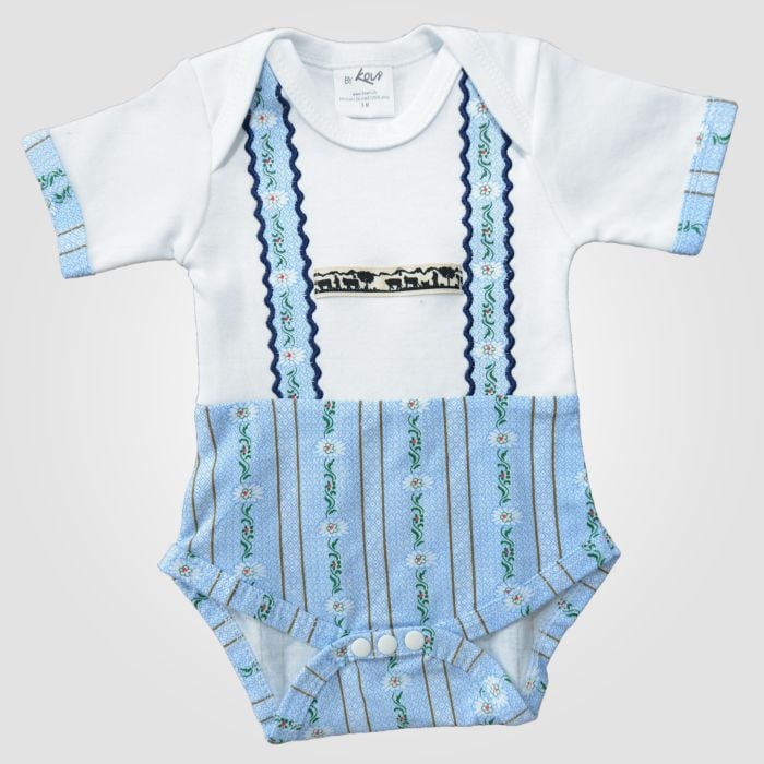 Baby Body mit Edelweiss Muster, hellblau-weiss, 86 von Kowi