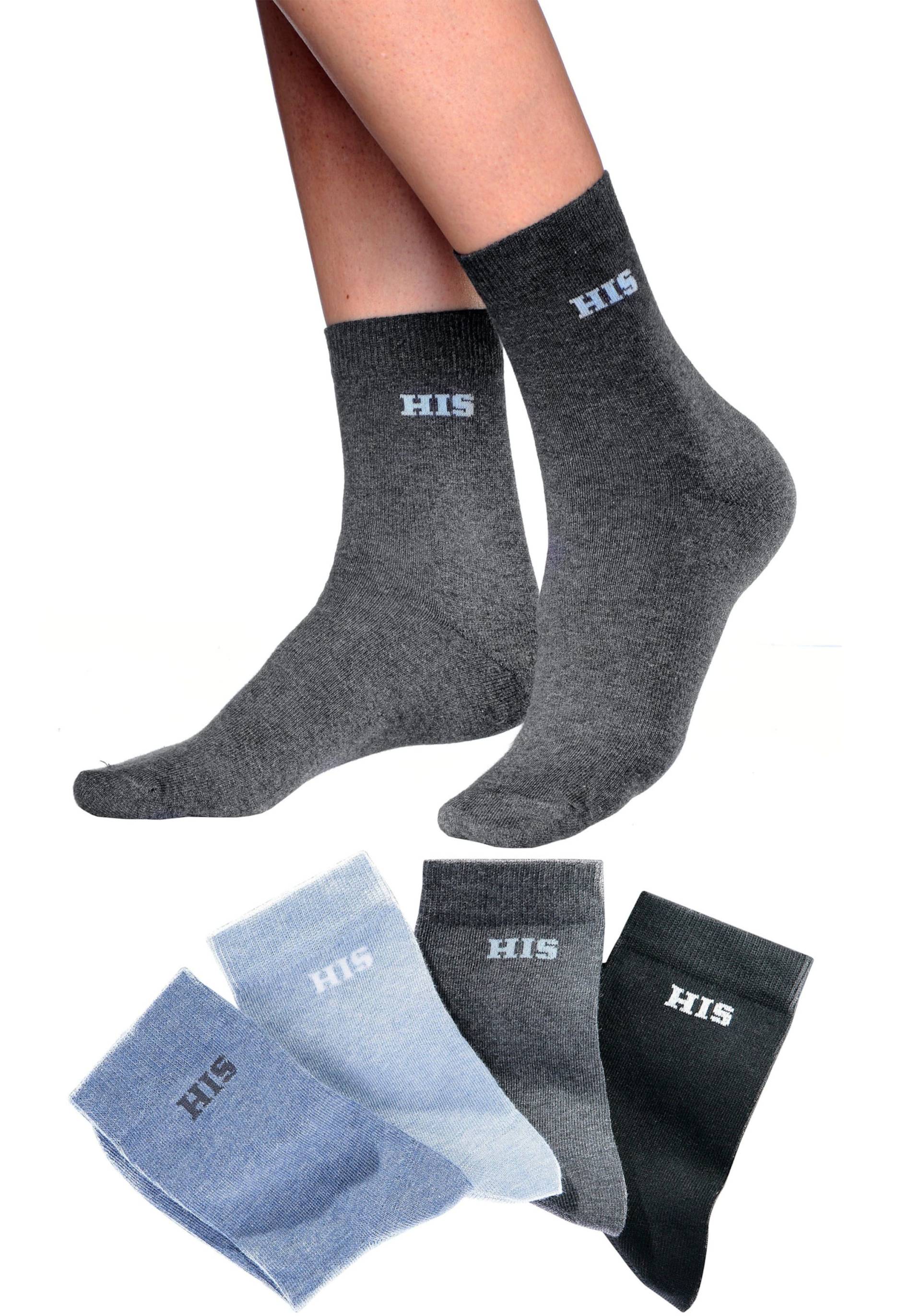 Basicsocken in hellblau, blau, grau, schwarz von H.I.S