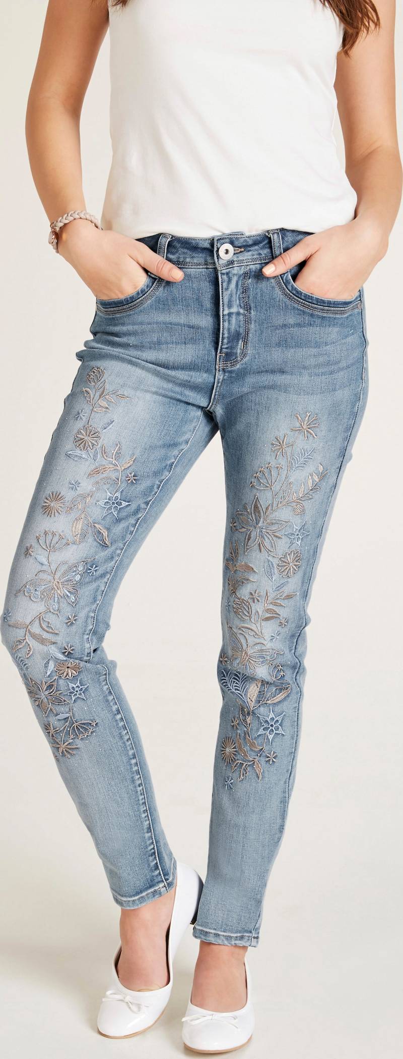 Bauchweg-Jeans in bleached von heine